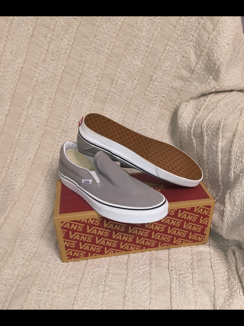 Vans Slip-On Canvas Loafers in Light Gray